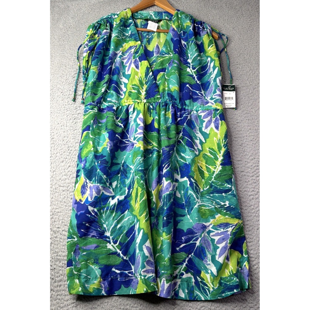 Lauren Ralph Lauren Swimwear Womens XL Green Blue Tropical Swimsuit Cover-Up